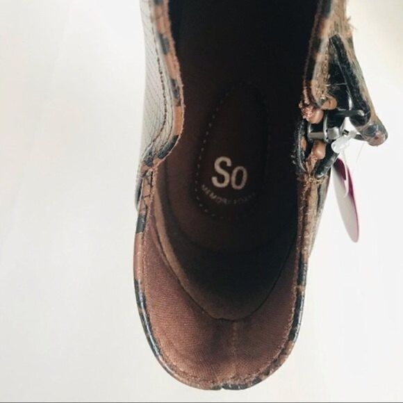 New! Faux Leather Brown Snake Print Block Heel Ankle Boots Booties - Picture 7 of 9